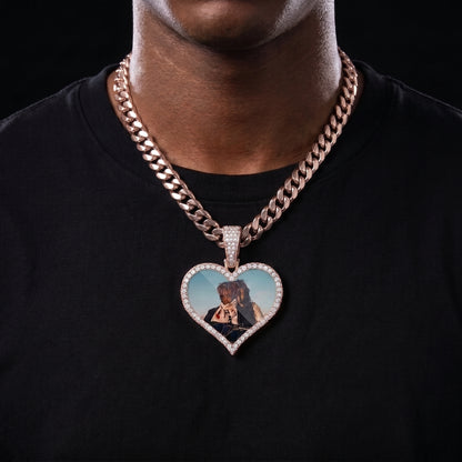 Iced Heart Custom Picture Pendant - Different Drips