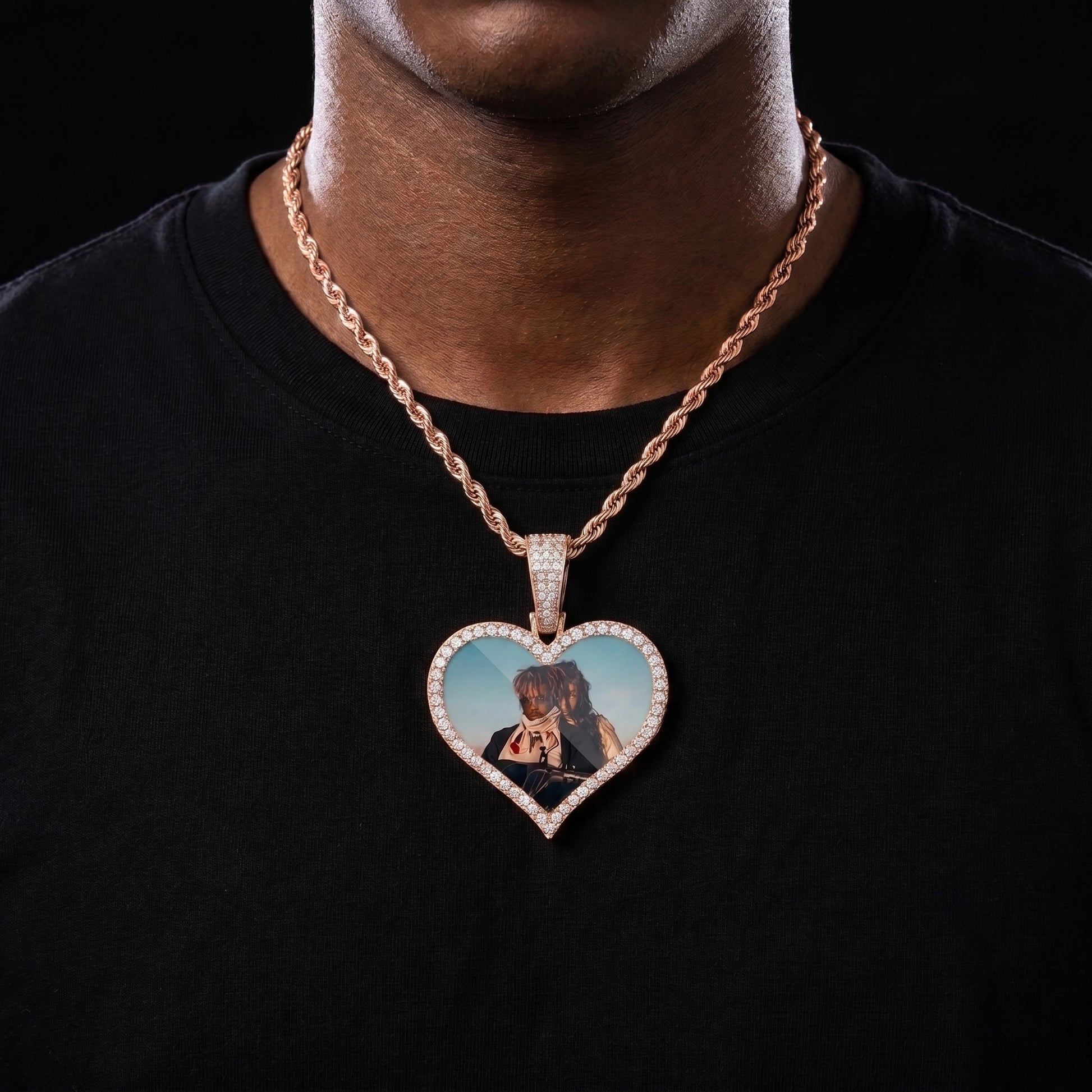 Iced Heart Custom Picture Pendant - Different Drips