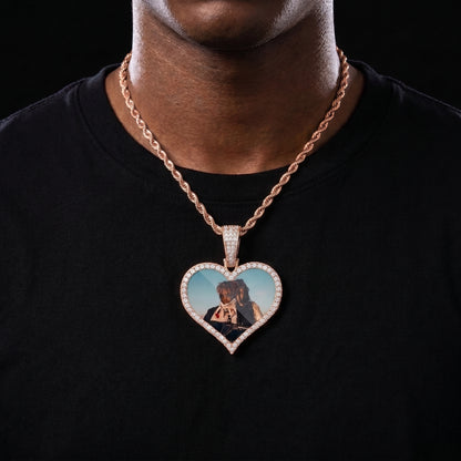 Iced Heart Custom Picture Pendant - Different Drips