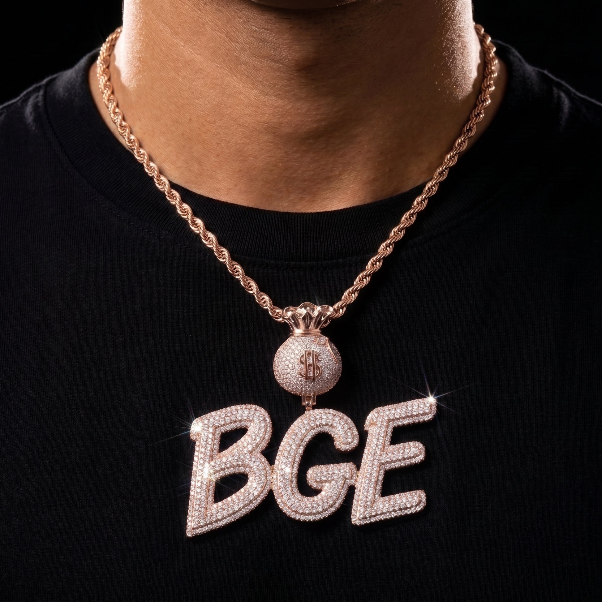 Layered Italic Money Bag Bail Custom Letter Pendant - Different Drips