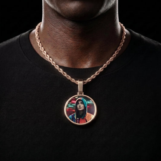 Medium Circle Custom Photo Pendant - Different Drips