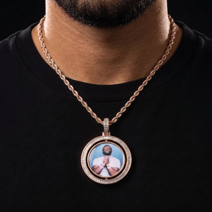 Rotatable Baguette Custom Photo Pendant - Different Drips