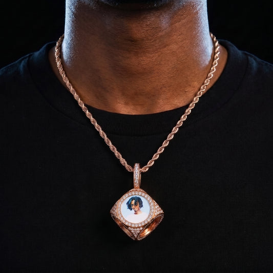 Custom Cube 6 Sided Cube Custom Photo Pendant - Different Drips