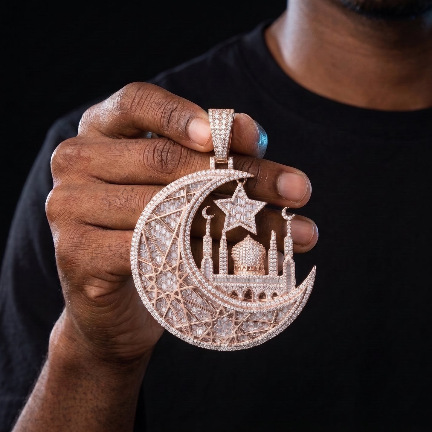 Crescent & Star Mosque Custom Photo Pendant - Different Drips