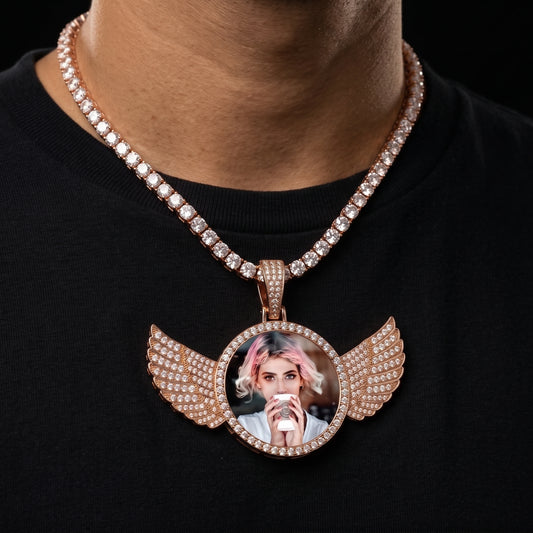 Iced Out Wing Photo Pendant - Different Drips