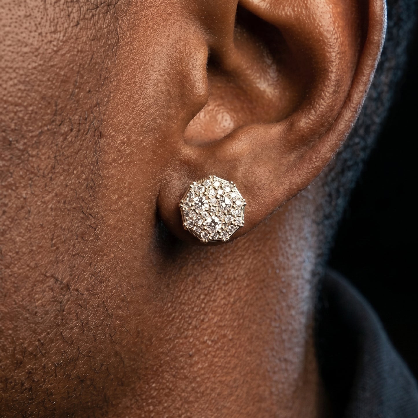 Iced Octagon Cluster Stud Earrings