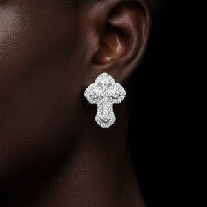 Moissanite Micro-Prong Cross Stud Earrings - Different Drips