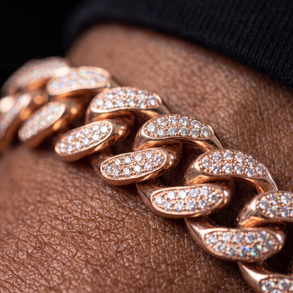 12mm Rose Gold Iced Out Miami Cuban Link Bracelet - Different Drips