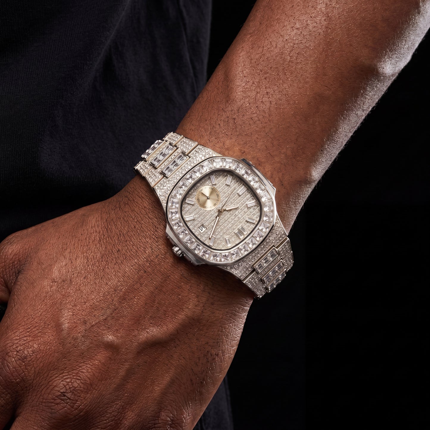 Iced Baguette Bezel Chronograph Watch - Different Drips