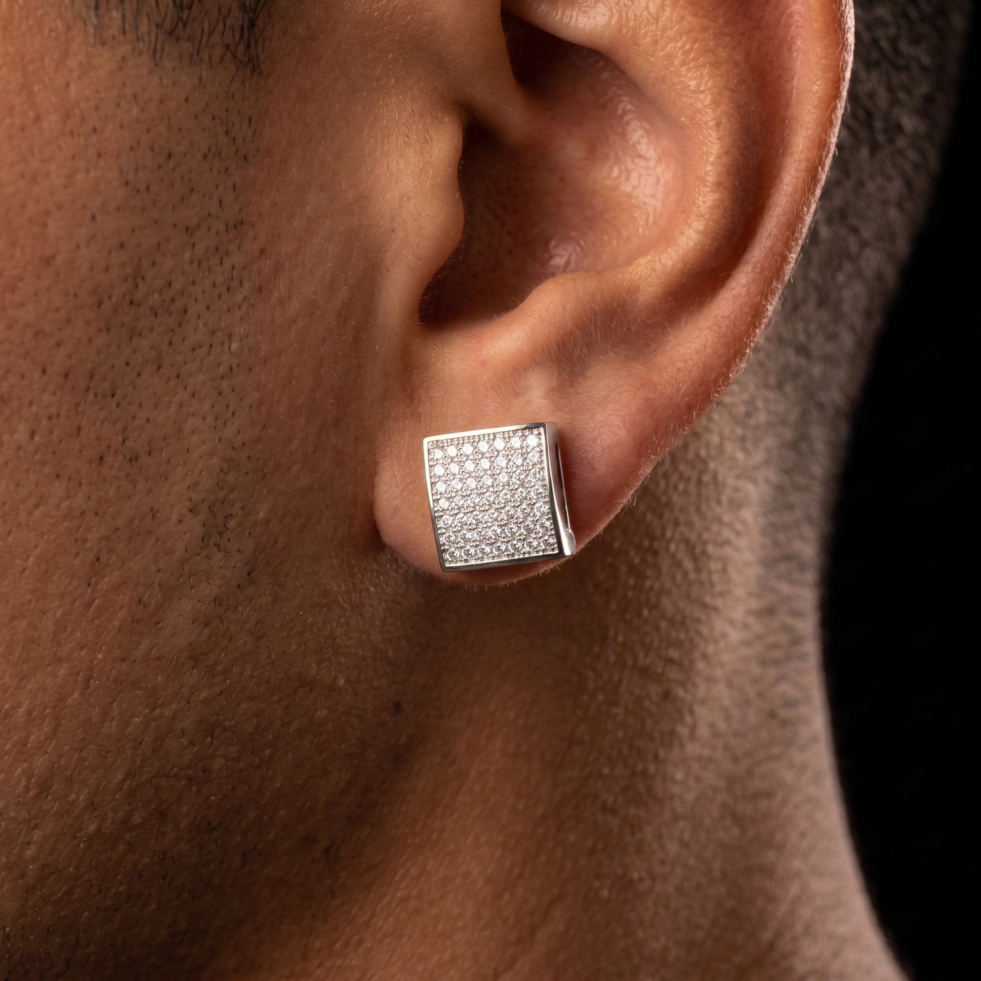 Square Cut Iced Pave Stud Earrings - Different Drips