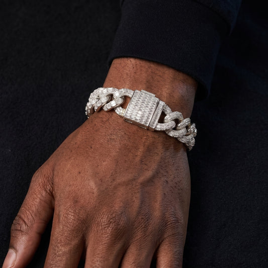 21mm All Over Baguette Miami Cuban Link Bracelet - Different Drips
