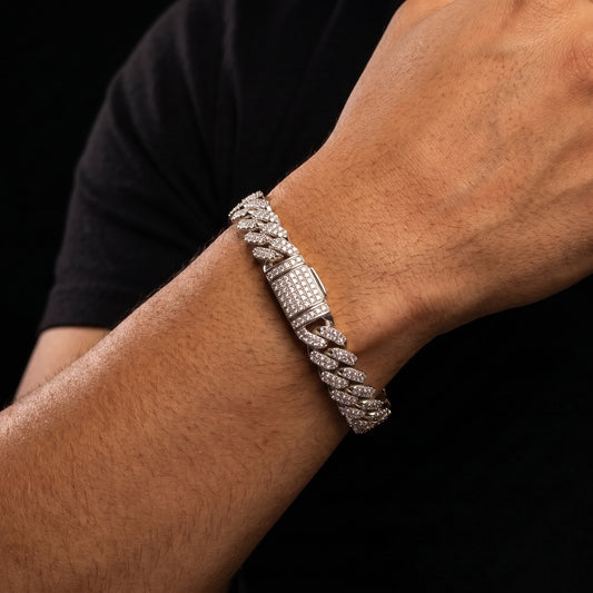 8mm S925 Raised Moissanite Diamond Cuban Bracelet - Different Drips
