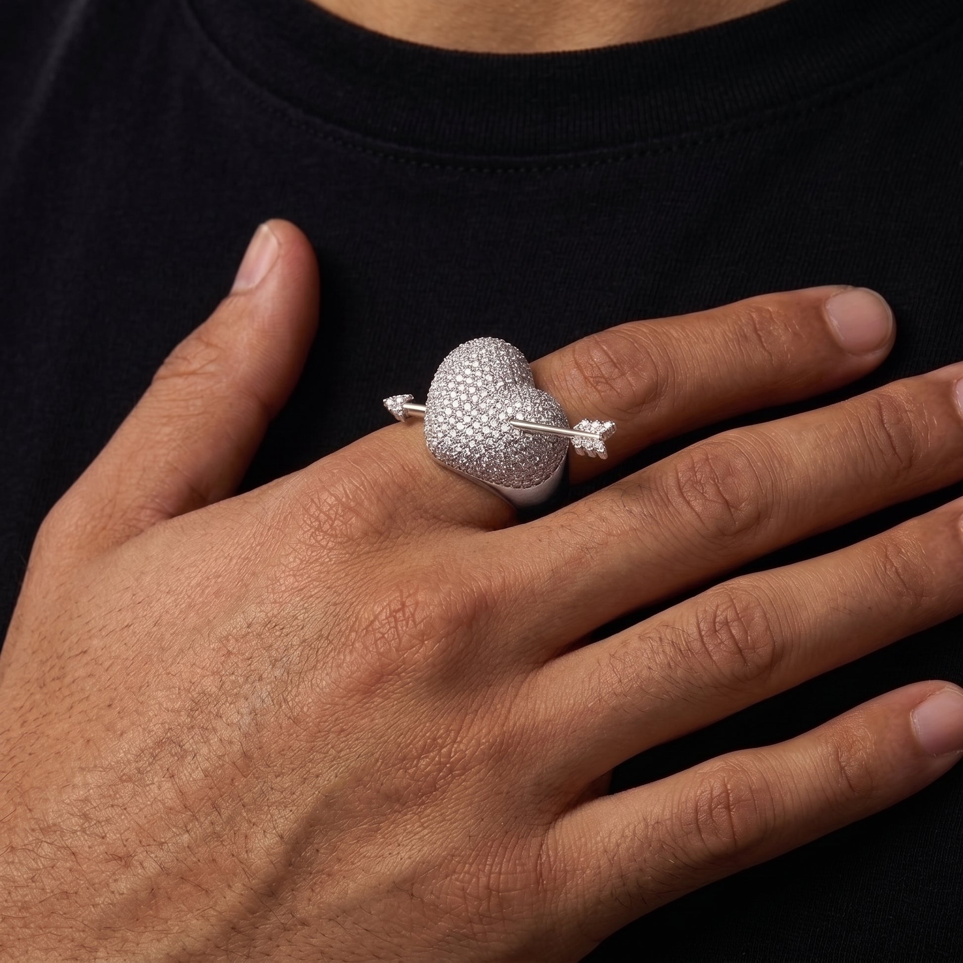 Heart & Arrow Paved Ring - Different Drips