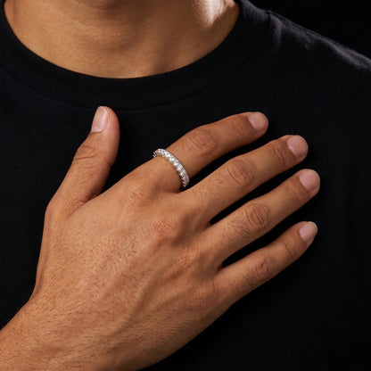 925 Sterling Silver Single Layer Band Ring - Different Drips
