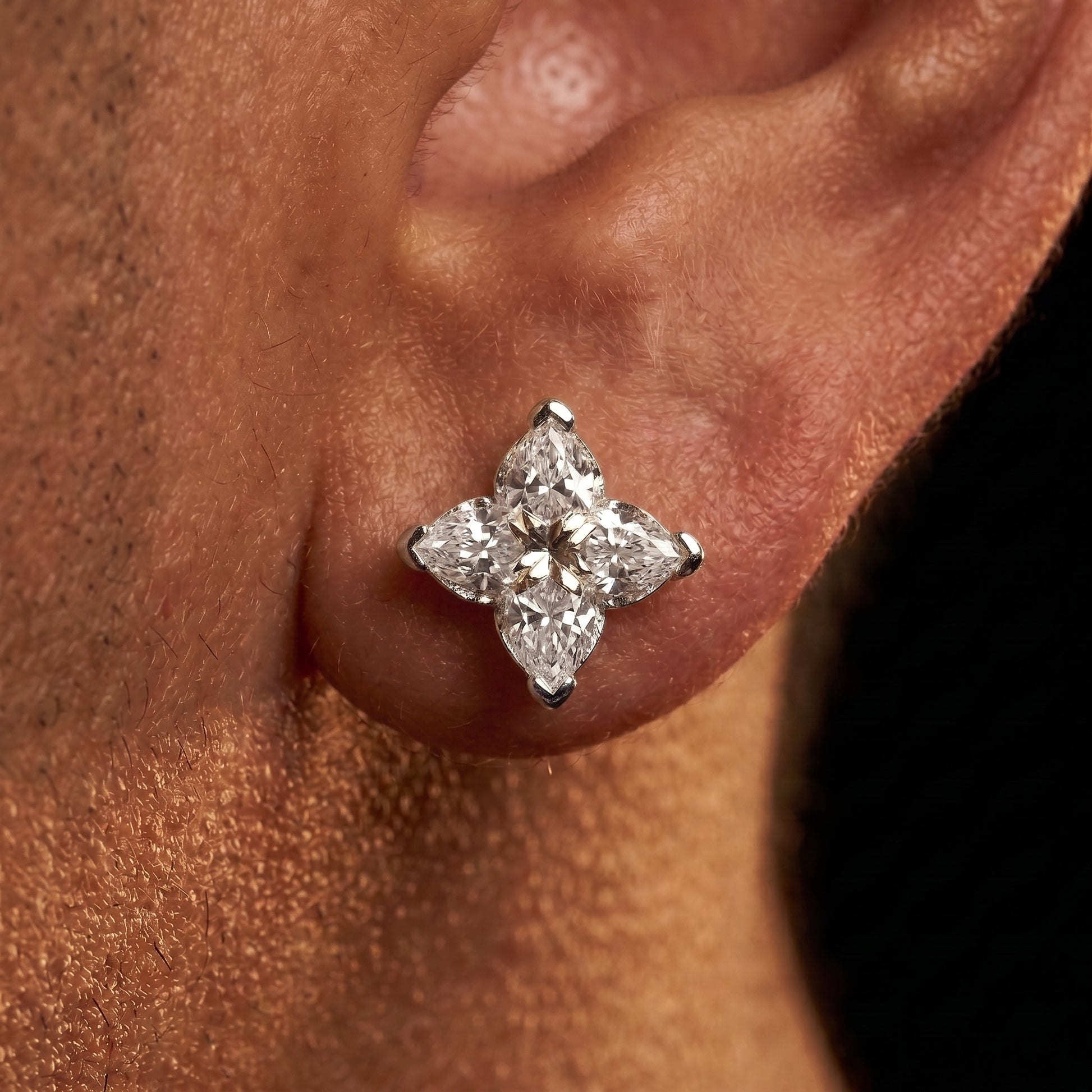 925 Sterling Silver Lily Cut Moissanite Stud Earrings - Different Drips