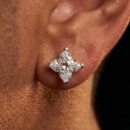 925 Sterling Silver Lily Cut Moissanite Stud Earrings - Different Drips