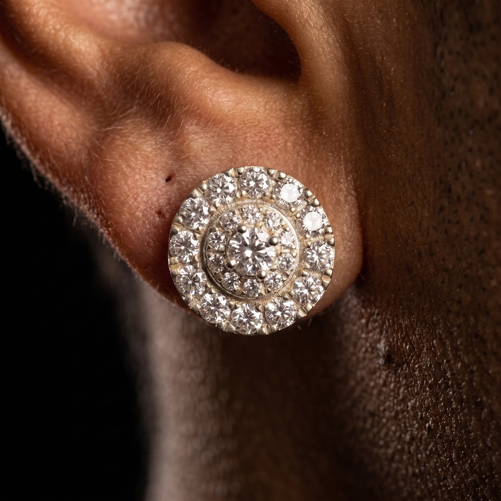 Moissanite Round Cluster Halo Stud Earrings - Different Drips
