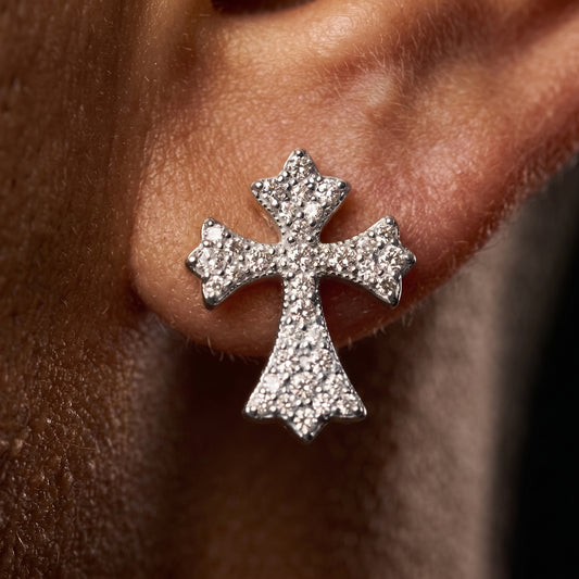 S925 Moissanite Diamond Flared Cross Earrings - Different Drips