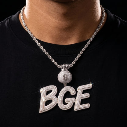 Layered Italic Money Bag Bail Custom Letter Pendant - Different Drips