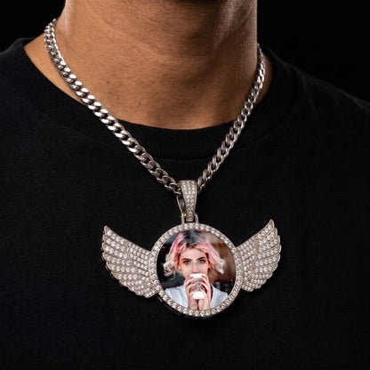 Iced Out Wing Photo Pendant - Different Drips