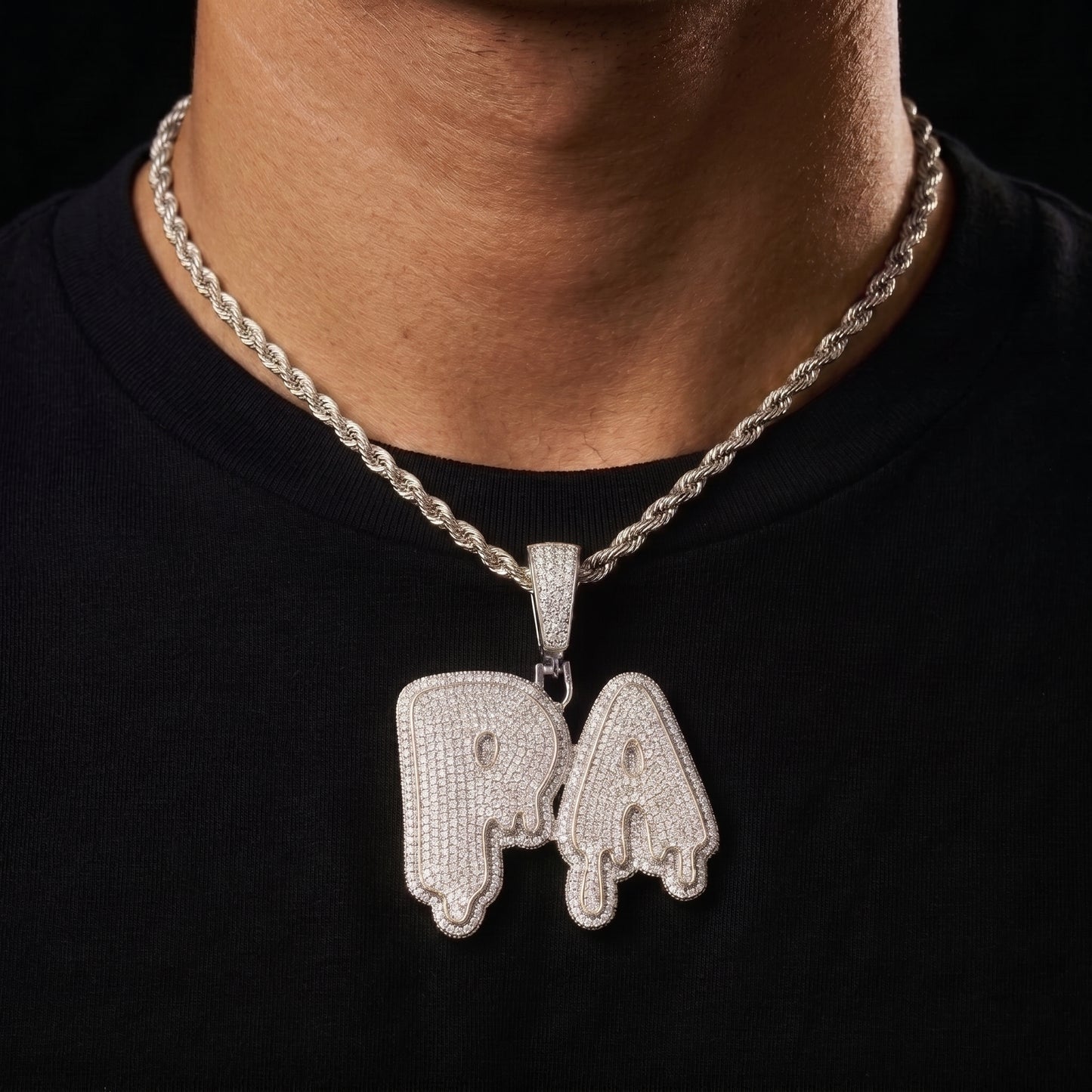 Layered Dripping Custom Letter Pendant - Different Drips