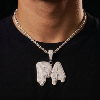 Layered Dripping Custom Letter Pendant - Different Drips