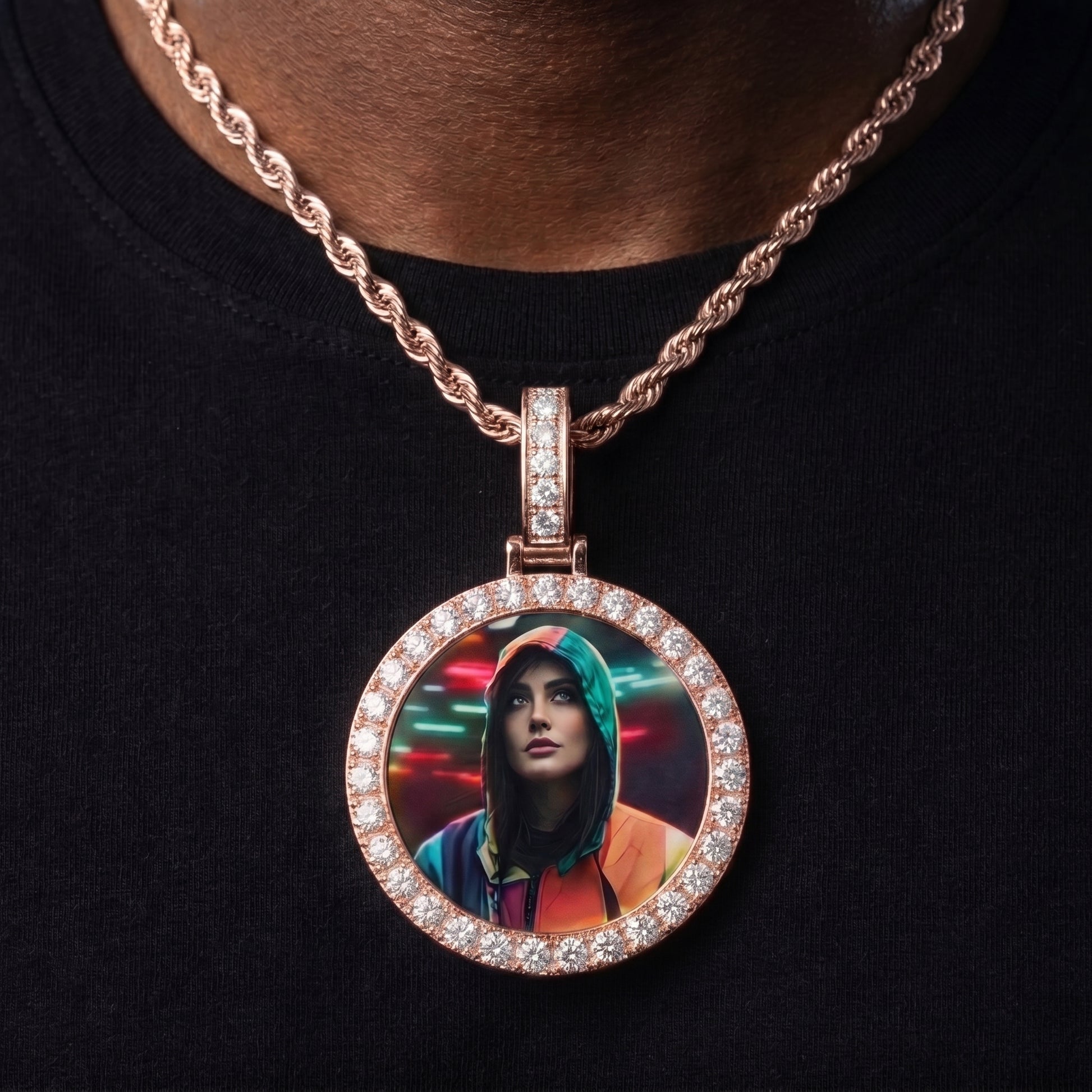 Small Circle Custom Photo Pendant - Different Drips