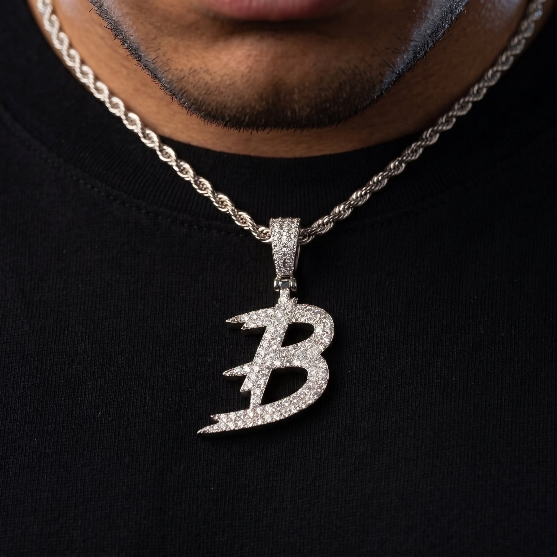 Brush Font Single Letter Pendant - Different Drips