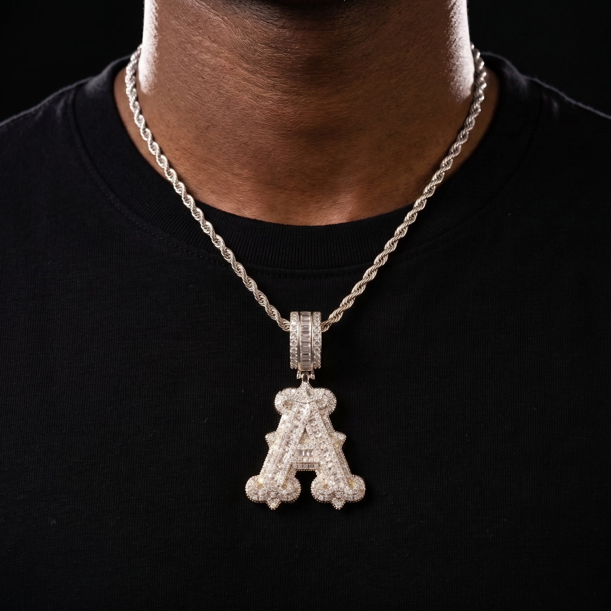 Baguette College Font Single Letter Pendant - Different Drips