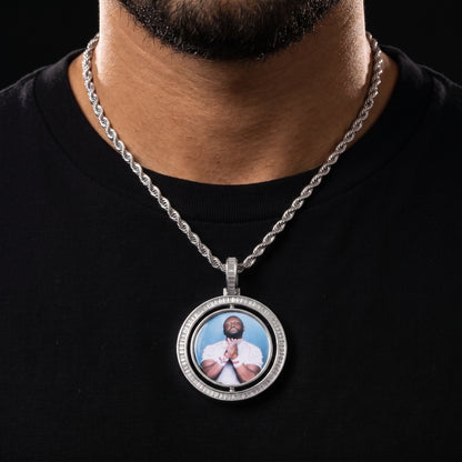 Rotatable Baguette Custom Photo Pendant - Different Drips