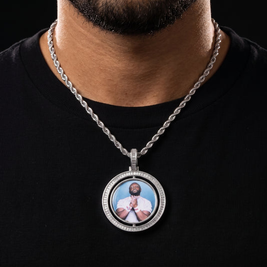 Rotatable Baguette Custom Photo Pendant - Different Drips