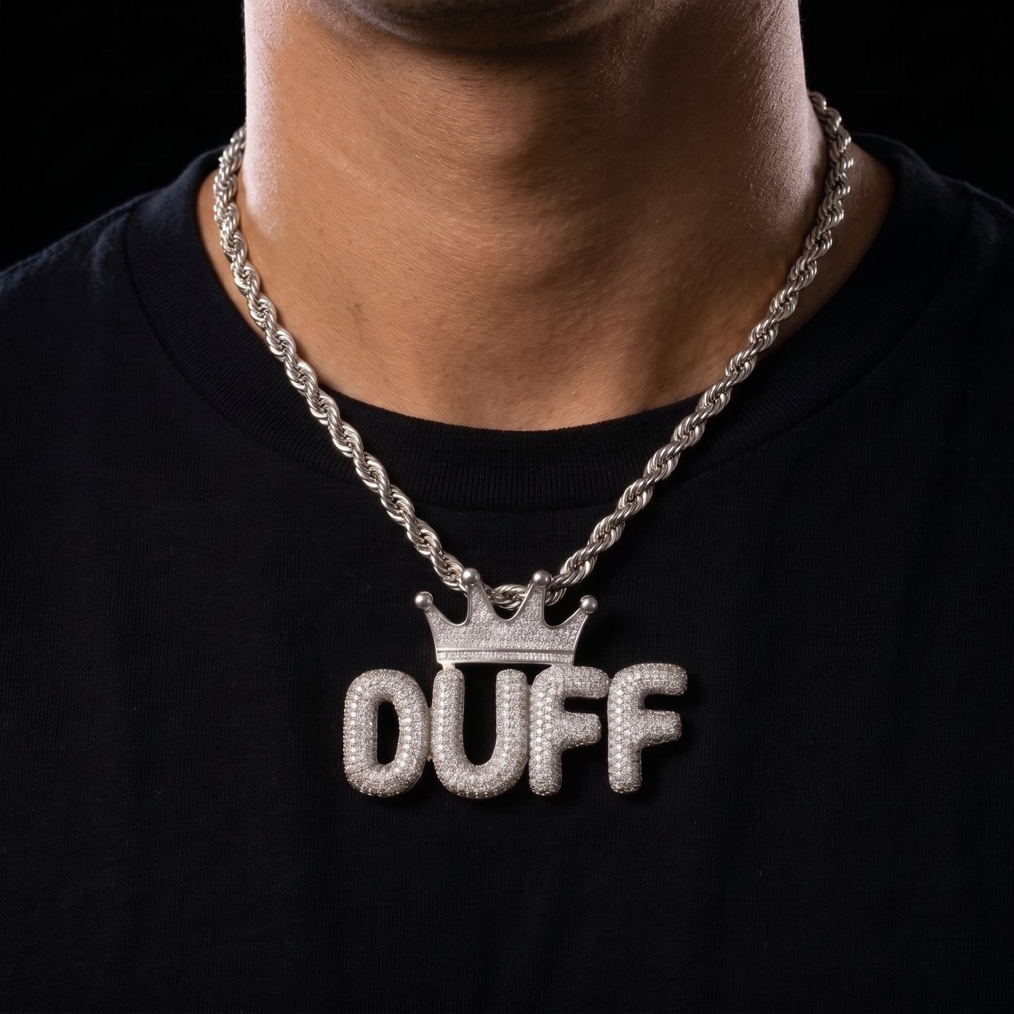 Crowned Bubble Font Custom Letter Pendant - Different Drips