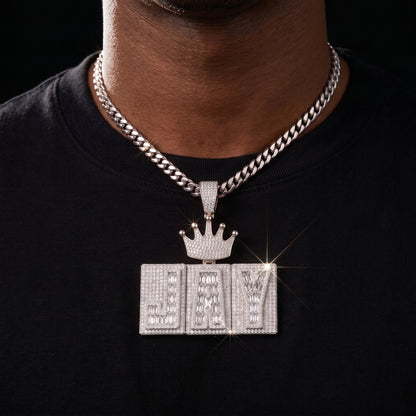 Rigid Crowned Baguette Custom Letter Pendant - Different Drips