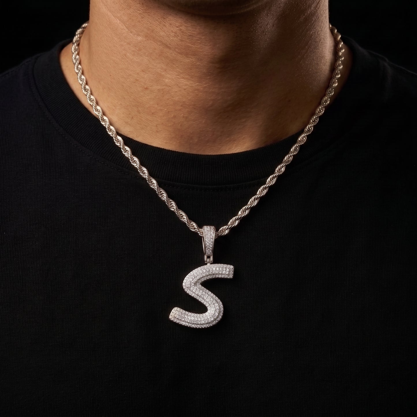 Slim Italic Single Letter Pendant - Different Drips