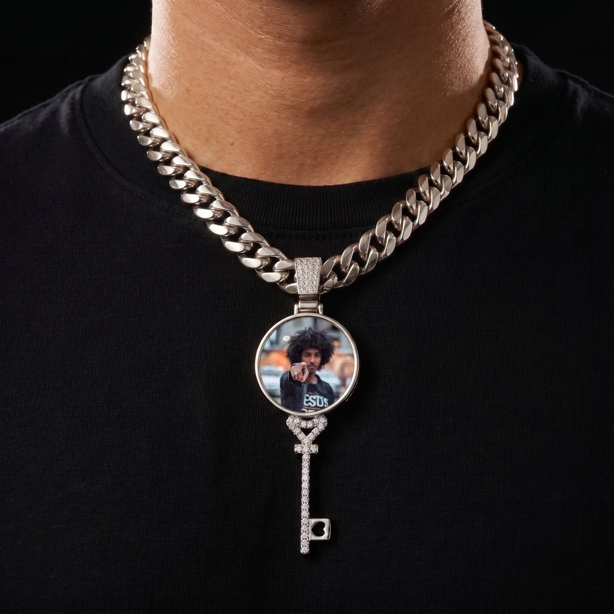 Custom Key Shaped Photo Pendant - Different Drips