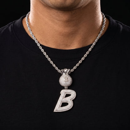 Layered Italic Money Bag Bail Single Letter Pendant - Different Drips