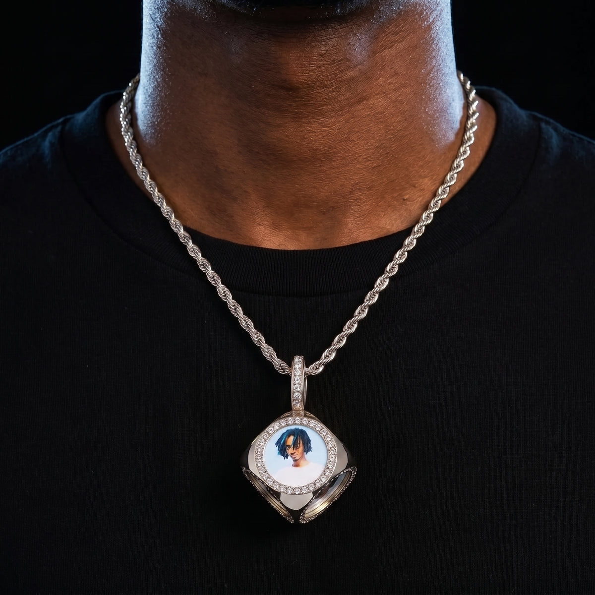 Custom Cube 6 Sided Cube Custom Photo Pendant - Different Drips