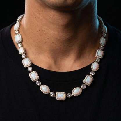 Iced White Opal Cluster Chain - Different Drips