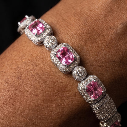8mm Baguette Halo Iced Tennis Bracelet