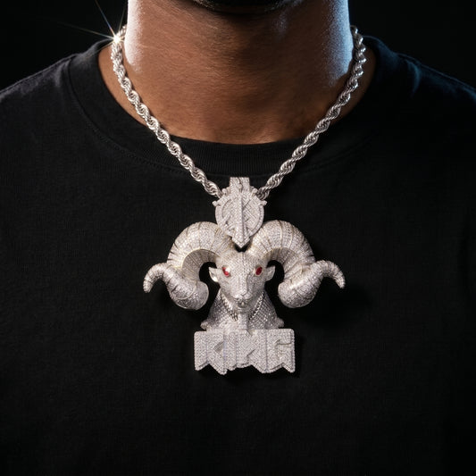 Iced Ram Head Pendant