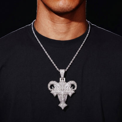 Iced Ram Horn Cross Pendant