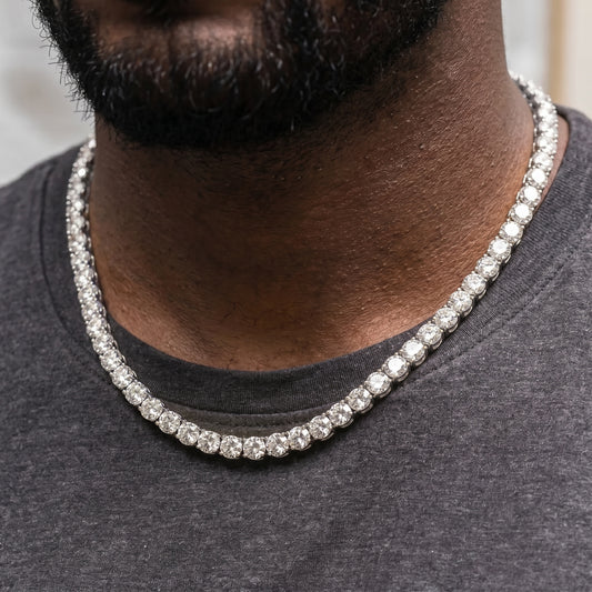 5mm Round Cut Clustered Tennis Chain