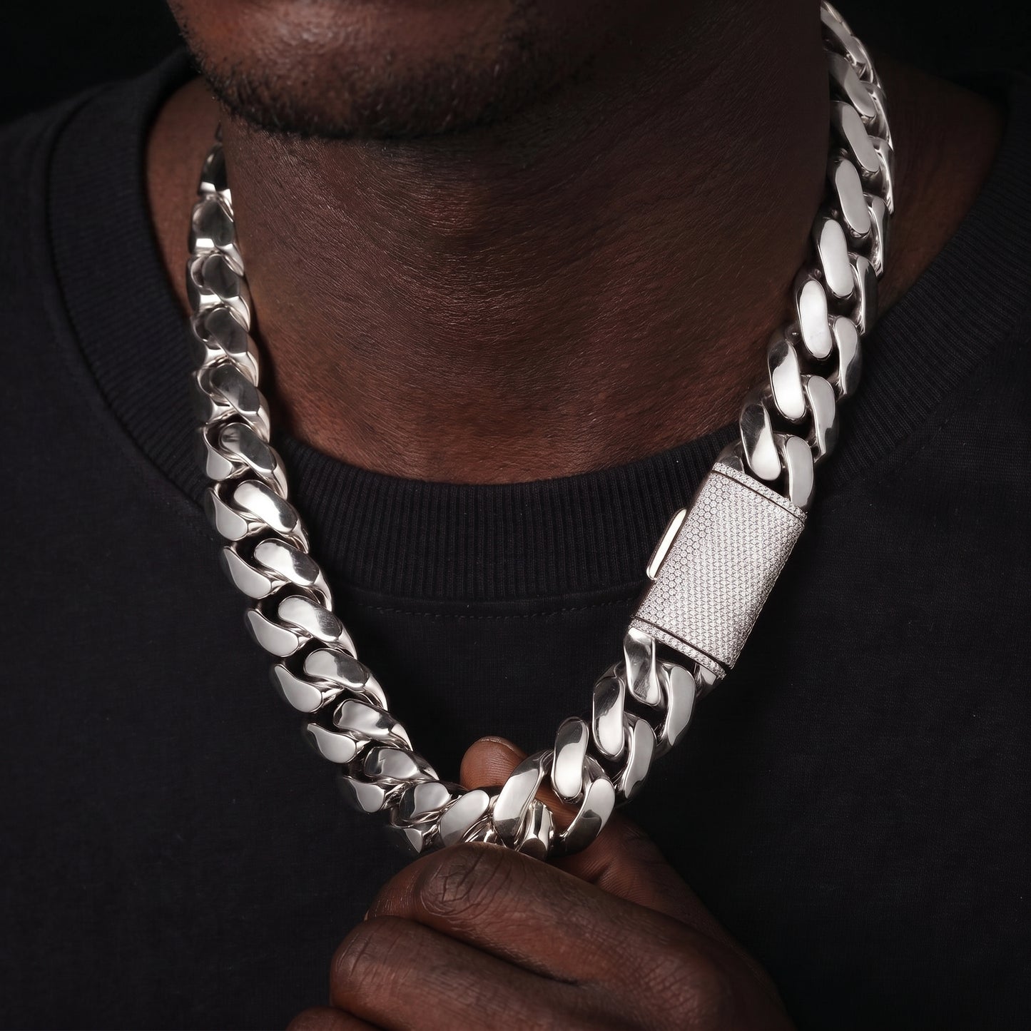 20mm Solid 18k Miami Cuban Link Chain w/Iced Clasp