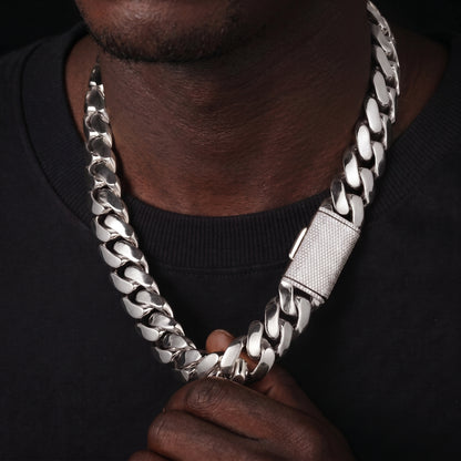 20mm Solid 18k Miami Cuban Link Chain w/Iced Clasp