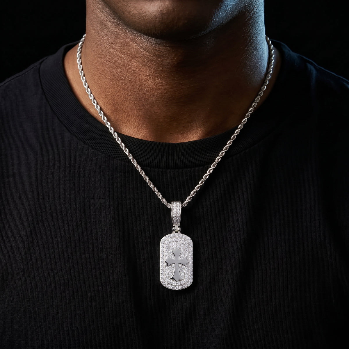 S925 Moissanite Cross Dog Tag Pendant - Different Drips
