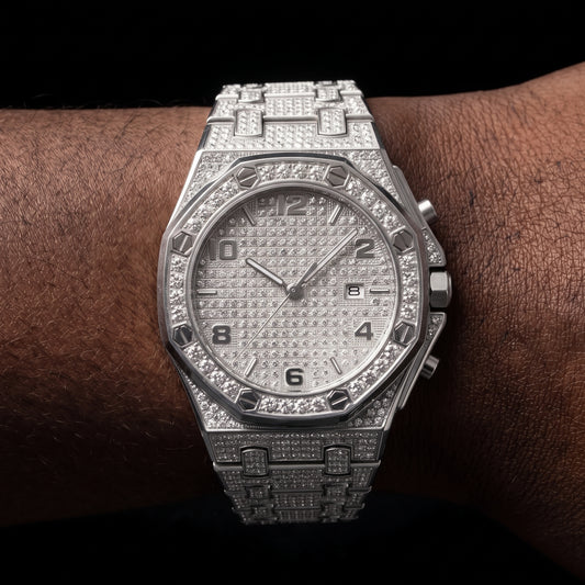 Iced Octagonal Case Screw Head Watch - Different Drips