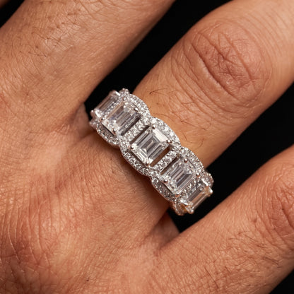 Baguette Clustered Rectangle Cut Tennis Ring – view 2