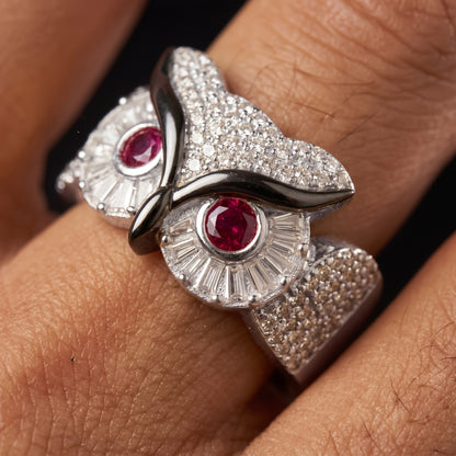 S925 Moissanite Diamond Owl Ring