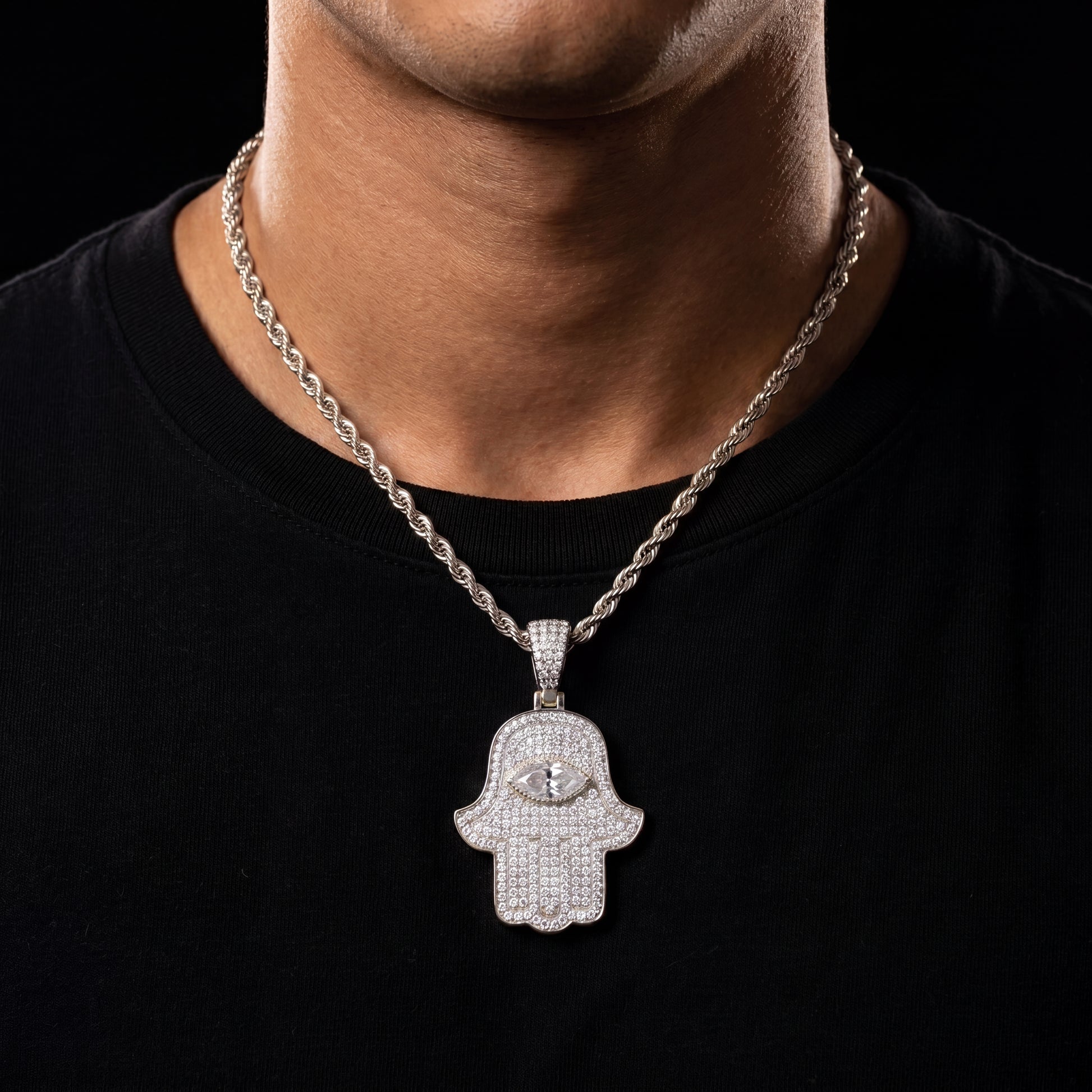 S925 Moissanite Hasma Hand Pendant - Different Drips