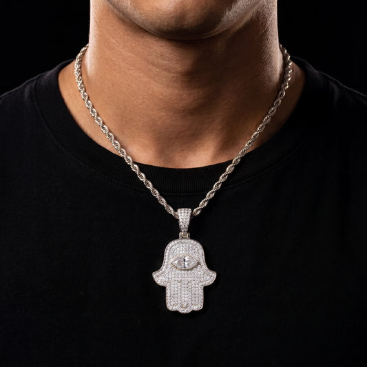 S925 Moissanite Hasma Hand Pendant - Different Drips
